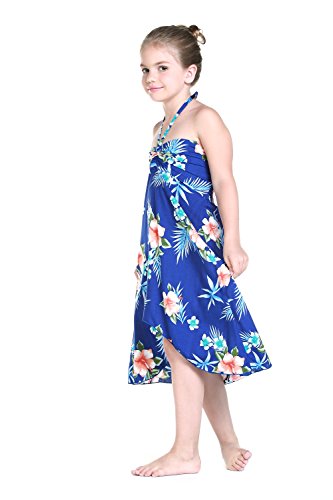 Girl Hawaiian Halter Dress in Hibiscus Red3
