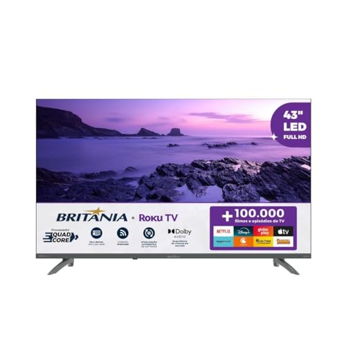 Smart TV 43” Britânia BTV43VA4REGB Roku TV LED Dolby Audio