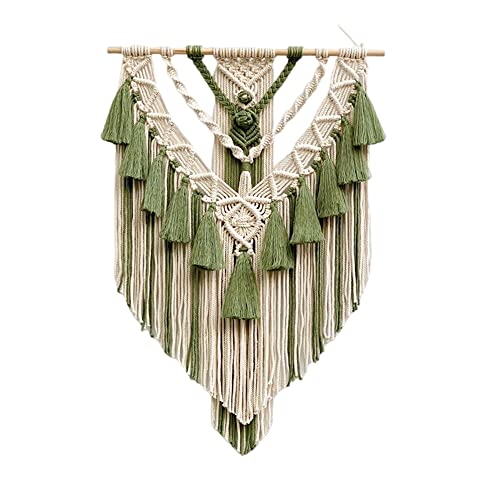 BMIDRUT Tapiz de macramé tejido hecho a mano con borlas, adorno para dormitorio, sala de estar, apartamento, 45 x 75 cm