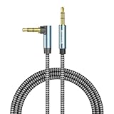 Nanxudyj AUX Cord 3ft,3.5mm Stereo Audio Cable portable 90 Degree 3.5mm Male to Male Stereo Aux Cable Right Angle TRS Cable,Hi-Fi Sound, Compatible for car, Headphone,Tablets, Speakers,24K Gold Plated