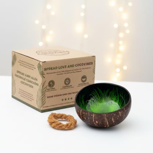 Cocovibes Coque en noix de coco | Bouddha Bowl | Coque décorative – peinte, fait main et respectueux de l'environnement