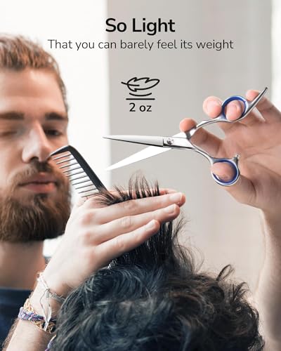 Image of ULG Left Handed Hair Cutting Scissors Thinning Shears Kit Professional Barber Hairdressing Texturizing Salon Razor Edge Scissor Stainless Steel 6.5 inch