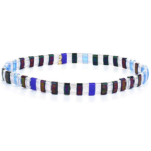 Image of KELITCH Women Stretch Bracelets Mixed Tila Seed Beaded Bracelets Lucky Jewelry for Women Lovers