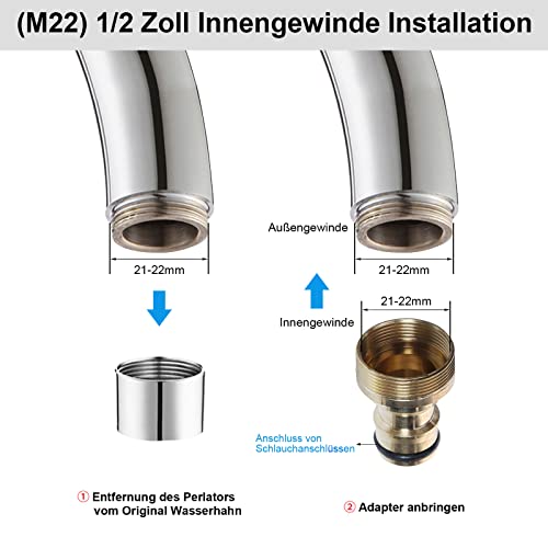 Starnearby Universal-Wasserhahnanschluss für Mischbatterie, Schlauchadapter Wasserhahn Adapter Schlauchkupplung Schnellkupplung Gartenschlauch Anschluss(Außengewinde)
