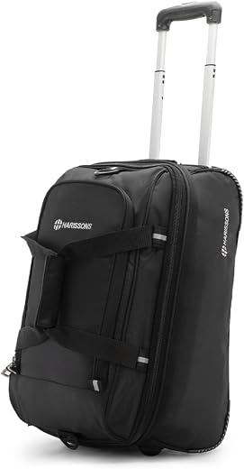 HARISSONS D-Lite Expandable 49 Litre Travel Trolley Duffel Bag for Men &amp; Women | 2 Wheel Cabin Luggage with Water Resistan...