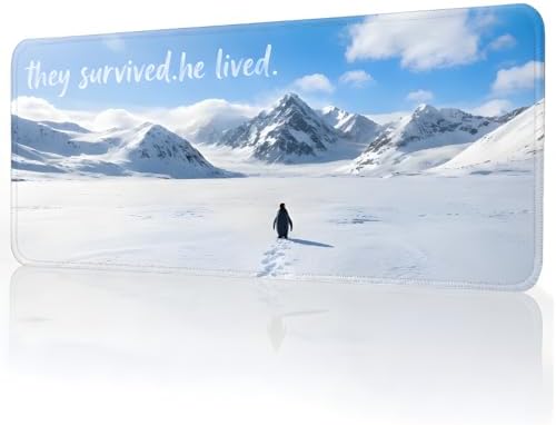 8 Farklı Model Dikişli Kenar 70x30 cm Dijital Oyuncu Gaming Mouse Pad (Beyaz Penguen) - Görsel 1