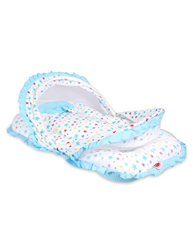 Image of VParents Joy Jumbo XL Blue Cotton Bedding Set & Mosquito Net