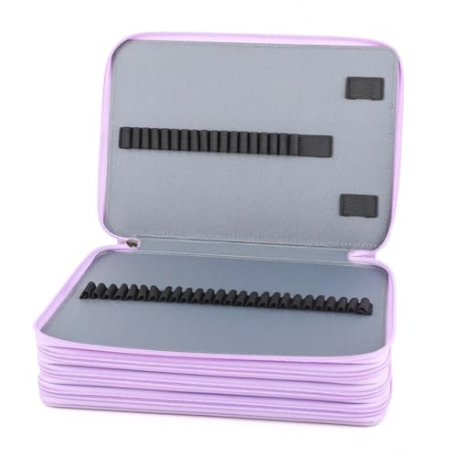Image of Vomgomfom 200 Slots Pencil Case 4-Layer PU Leather, Handle, Purple