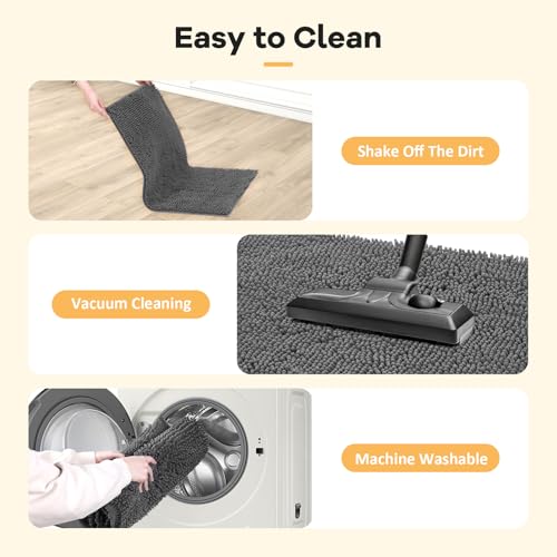 Image of Absorbent Dog Door Mat for Muddy Paws, 60 inch x 30 inch Chenille Indoor Mats for Entryway, Trap Dirt Front Door Mat Indoor Entrance Washable Non Slip Soft