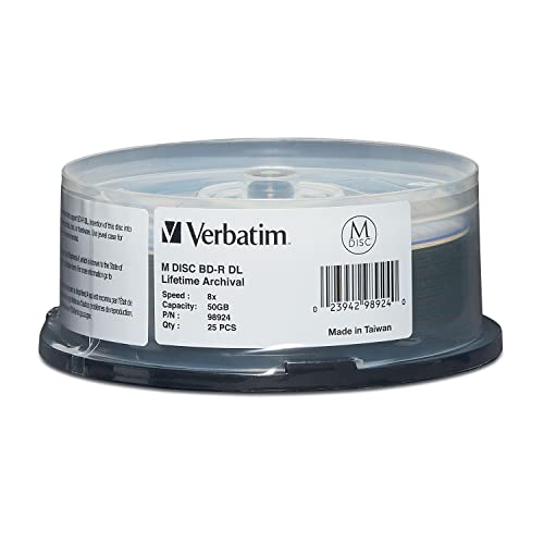 Image of Verbatim 98924 M-Disc BD-R DL 50GB 6X Surface - 25pk Spindle