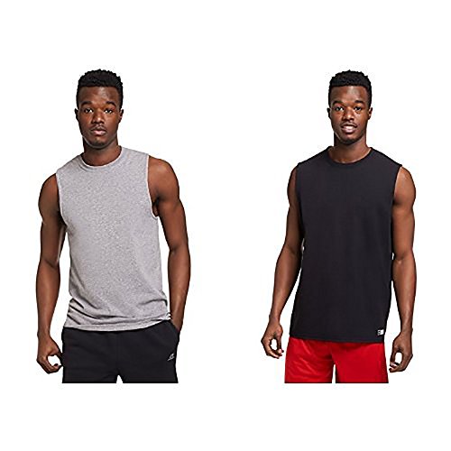 Russell Athletic Men's Cotton Performance Sleeveless Muscle T-Shirt, oxford/black, Small