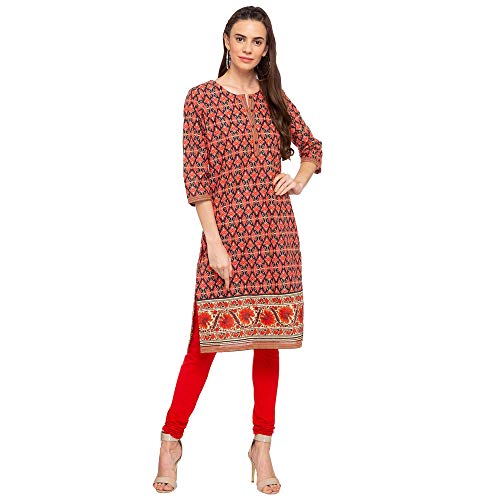 Image of Rangriti Womens Round Neck Printed Kurta