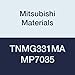 Mitsubishi Materials TNMG331MA MP7035 Coated Carbide TN Type Negative Turning Insert with Hole, Triangular, Grade MP7035, 0.375" IC, 0.187" Thick, 0.016" Corner Radius, MA Breaker (Pack of 10)