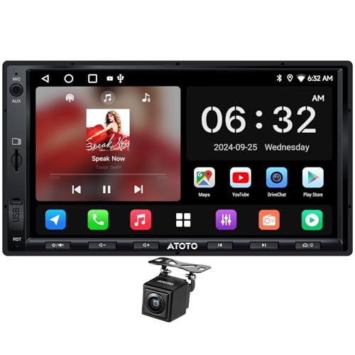 ATOTOZONE Android 2DIN fBXvCI[fBIA7C`J[ir, CX CarPlay& Android AutoAWi-Fi/BT/USBeUOɑΉA2+32GADSP&Av ASWC/FMA~[NAAI