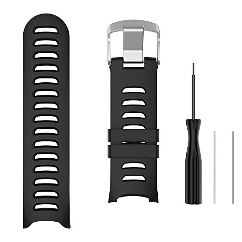 QGHXO Band for Garmin Forerunner 610, Soft Silicone Replacement Watch Band Strap for Garmin Forerunner 610 Fitness Watch (BK)