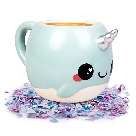 Blue Narwhal Coffee Mug - Unicorn of the Sea - Glitter Galaxy - Ceramic