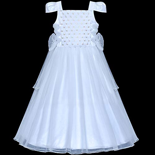 Sunny Fashion Flower Girls Dress White Sparkling Corset Pageant Vintage4