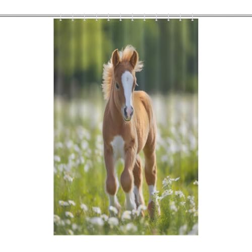 Rideau de douche cheval en polyester lavable 122x183cm - 7