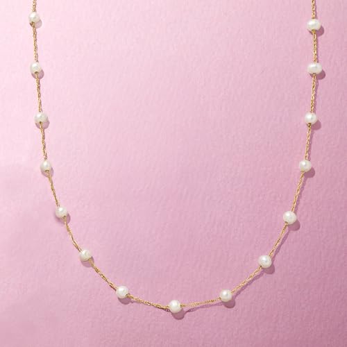 Pure Collection by Ross-Simons 3-3.5mm Cultured Pearl Station Necklace in 14kt Yellow Gold4