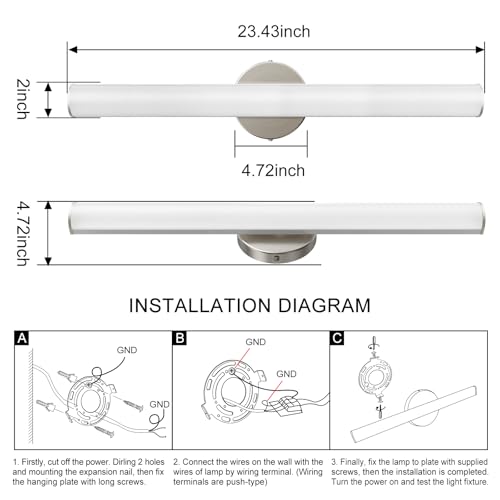 Image of OOWOLF 24inch Bathroom Vanity Light 2-Pack, 16W Bathroom Lights Fixture,1600LM Led Vanity Lights Bar, 4000K Natural White Bath Wall Lighting Fixture Sconce Indoor, Vanity Light Fixtures Over Mirror