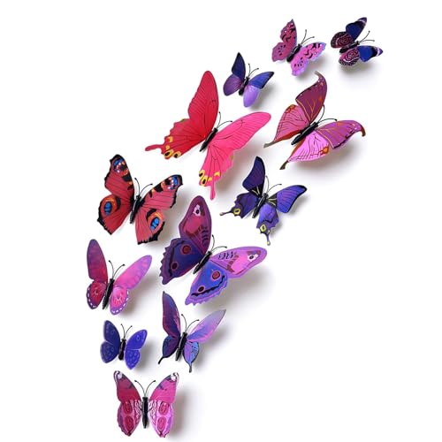 12 Pezzi Adesivi da Parete 3D a Forma di Farfalla, Adesivi Murali Cava, 4 Misure Decorazioni per Domestica Bambini Camera Da Letto Decorazione casa