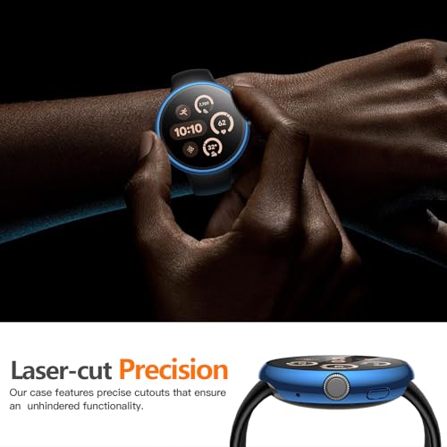 Image of Misxi 2-Pack Hard PC Screen Protector Case Compatible with Google Pixel Watch 3 (2024) 41mm, Easy Installation Lightweight Ultra-Thin Protective Cover for Pixel Watch 3, 1 Blue + 1 Black