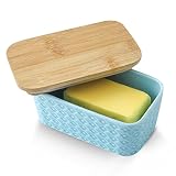 Hasense Farmhouse Butter Dish with Lid for Countertop, Butter Keeper & Holder, Butter Container for