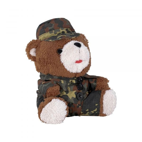 MFH Teddy Bear With Suit And Hat Army Military Camouflage Flecktarn Camo