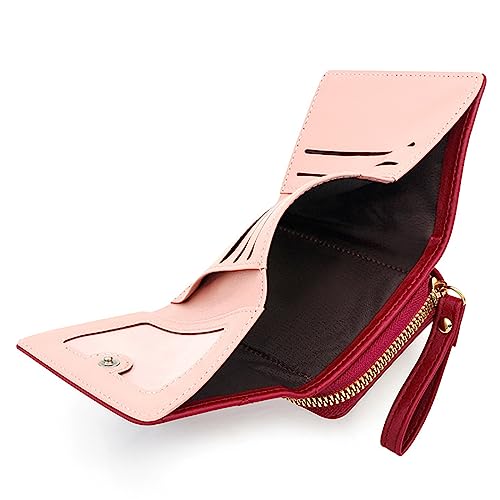 Women Short Wallet PU Leather Credit Card Holder Fashion Zipper Small Coin Purses Change Pocket Business Gift for Girls, lavender3