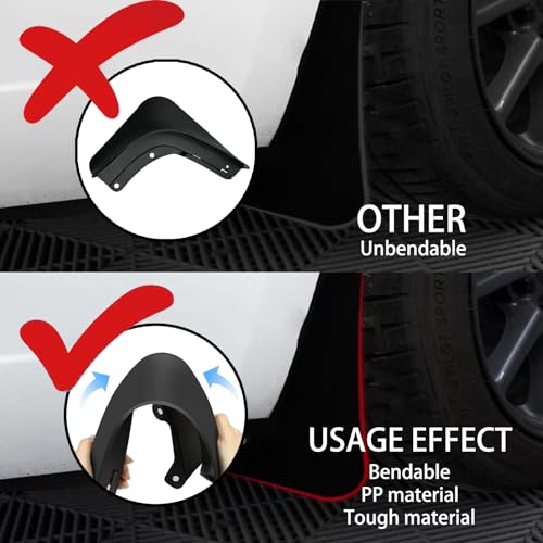 Image of Mud Flaps Compatible with Tesla Model Y 2020-2024 No Drilling No Tape All Weather Mudguards Splash Guards with Install Kit for Model Y Exterior Accessories Set of 4
