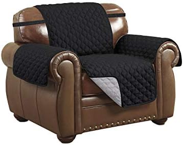 Le Benton Reversible Extra Wide Sofa Cover, Quilted Pet Couch Protector, Slipcover, (Oversized: Sofa, Black/Gray)