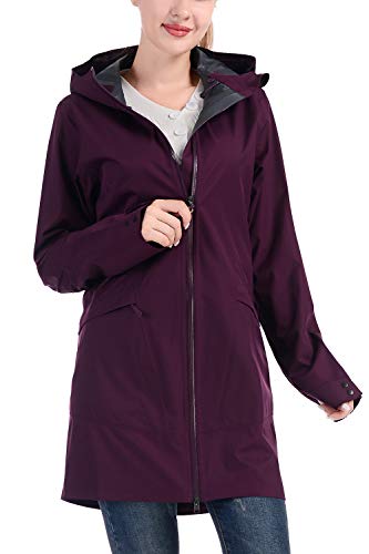 Women's Lightweight Rain Jacket Fully Waterproof Windproof Daily Casual Sleek Trench Coat Mid Hoodies