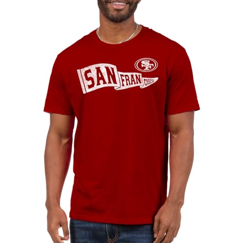 Junk Food NFL - San Francisco 49ers - Pennant - Officially Licensed Adult Short Sleeve Fan Tee for Men and Women