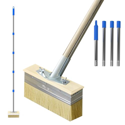 ​​Pincel Pintura Cubiertas con Mango Largo 135cm, Brocha Cubierta Pinceles Terrazas Cerdas Gruesas 18cm, Cepillo Plana Aplicador Manchas Barniz para Madera Exterior, Suelos, Vallas, Muebles​,Techo