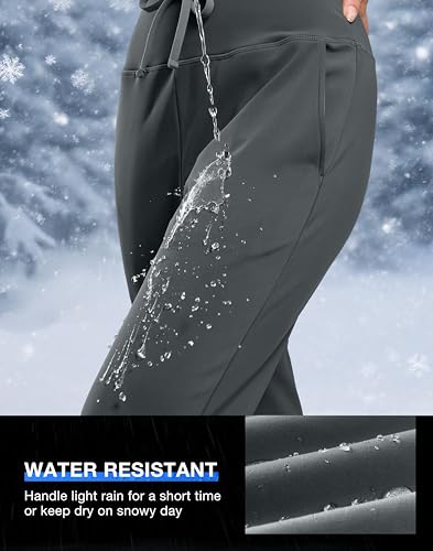 Image of G Gradual Women's Fleece Lined Joggers with Zipper Pocket Water Resistant Running Hiking Pants Winter Warm Thermal Sweatpants