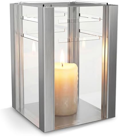 Windlicht aus Edelstahl & Aluminium mit austauschbaren Acrylglas-...
