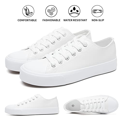 hash bubbie White Sneakers for Women Womens Tennis Shoes Women's Fashion Leather Sneakers Lace up Casual Shoes for Walking（White.US7） by hash bubbie - Image 4