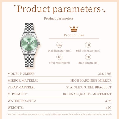 Image of OLEVS Watches for Women Luxury Elegant Stainless Steel Waterproof Luminous Diamond Women's Fashion Watch Ladies Watches for Small Wrists
