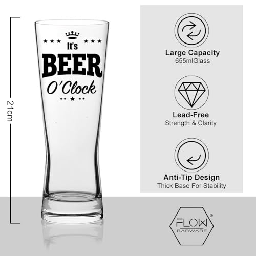 Flow Barware Beer Glass Gift Set for Men | Giant Beer Glass & Gift Tube Set | Beers & Craft Ale Gifts for Men | Novelty Father's Day Pint Drinks Gifts for Dad or Brother | Cool Pint Glasses - Image 5
