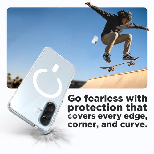 Image of RIGGEAR Shockproof Clear Hybrid Armor Magnetic Back Cover Case Compatible with MagSafe Accessories for Samsung Galaxy A57 5G (Transparent PC and TPU Bumper)