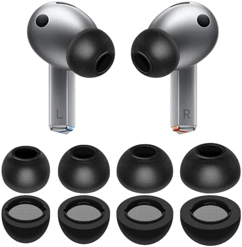 Galaxy Buds 3 Pro Memory Foam Tips Earbud, 4 Pairs Replacement Comfortable No Silicone Pain Noise Isolation Earbuds Accessories Compatible with Samsung Galaxy Buds 3 Pro - Black S/M/L/XL