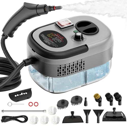 Rewing Steam Cleaner Handheld Steam Cleaner 1.2L Water Tank, 15s Fast Heating, with 14 Accessories, for Multi-Surface Stain Removal, Perfect for Stain Removal, Car ((Gray))