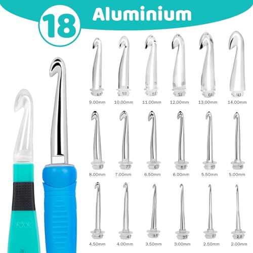 Conjunto digital de agulhas de crochê – Contador ergonômico original para rastrear linhas e pontos –