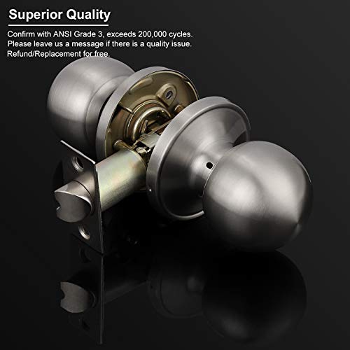 Knobonly 10 Pack Hall/Closet Satin Nickel Finish Door Knobs Without Keys Ball Shape Door Sets #TOP1