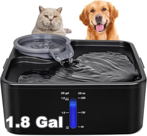 YRW Pet Water Dispenser, 7L Large Capacity Water Fountain with Bowl for Dogs and Cats