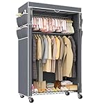 Raybee Clothes Rack with Cover and Wheels,Heavy Duty Clothing Racks for Hanging Clothes Adjustable, Rolling Portable Closet, 35.5" W*15.7" D*79 "H Black
