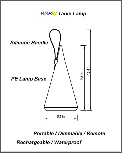 Weilailux Outdoor Cordless Rgb Table Lamp Waterproof, Portable Battery Operated Color Changing Lantern With Remote, Dimmable Desk Night Light Rechargeable For Bedroom Patio Camping, Wood Grain & Green #TOP5