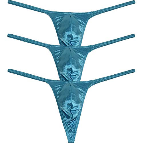 Men's Swim Thong Slim Pouch G-String Bikini Shiny T-back