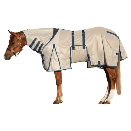 Schneiders Soft Interlock Mesh II Attached Neck Euro Bellyband Leg Shield Horse Fly Sheet | 80% UV Protection | SilverTek Lining | Color Silver | Size 70