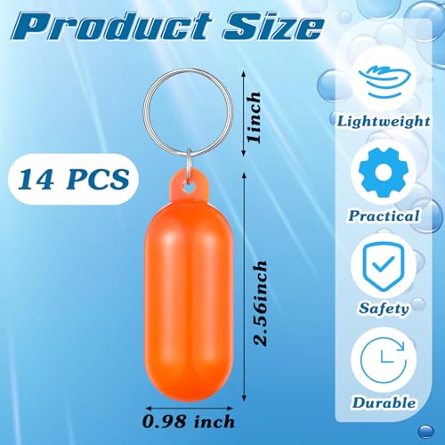 Image of Tondiamo 14 Pcs Boat Floating Keychain Oval Shape Boat Key Ring Floating Key Pendant for Sail Kayak Fishing Accessory